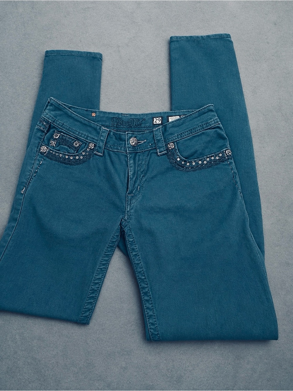 Miss Me Dark Teal Skinny Jeans